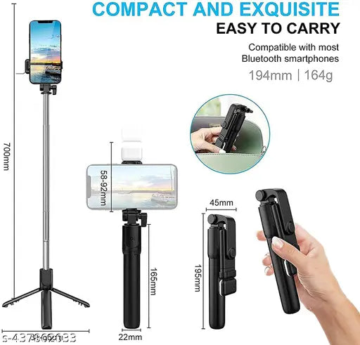 Bluetooth Selfie Stick with Detachable Remote & Tripod Stand 📱✨